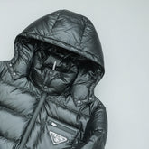 Prada Triangle Logo Down Puffer Jacket - Gloss Black